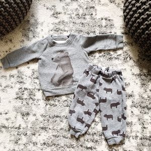ADORABLE MATCHING BEAR SWEATSHIRT AND PANTS SET